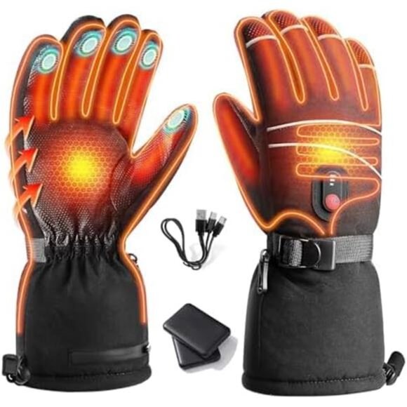 New Heated Gloves, 5000mAh Rechargeable Battery, 3 Heating Levels, Waterproof - Picture 1 of 7